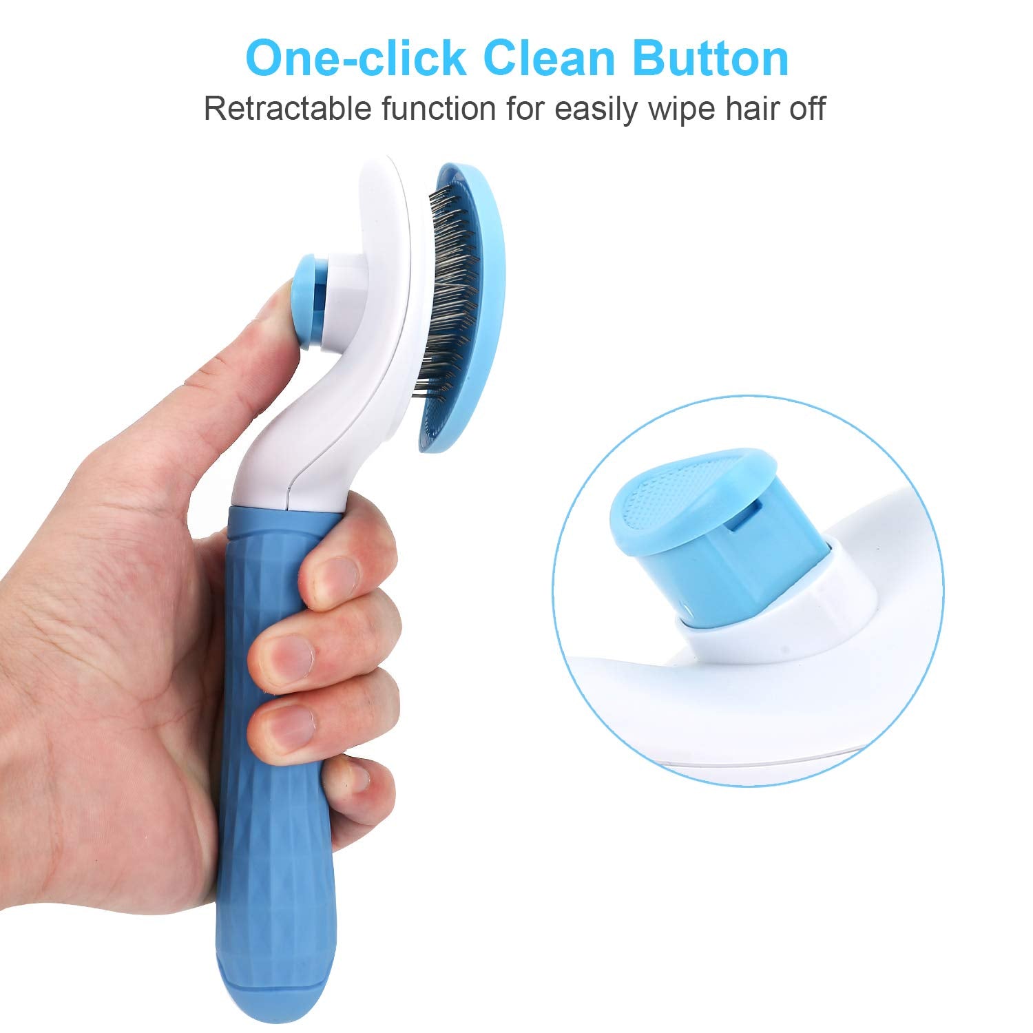 Self Cleaning Slicker Brush, Pet Grooming Shedding Brush for Dogs and Cats - Easy to Remove Loose Undercoat, Pet Massaging Tool Suitable for Pets with Long or Short Hair Color May Vary